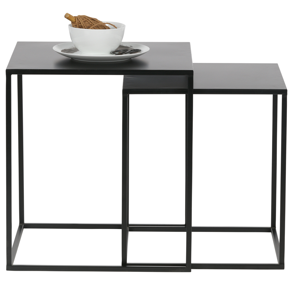 2er Set Couchtisch Ziva Metall schwarz