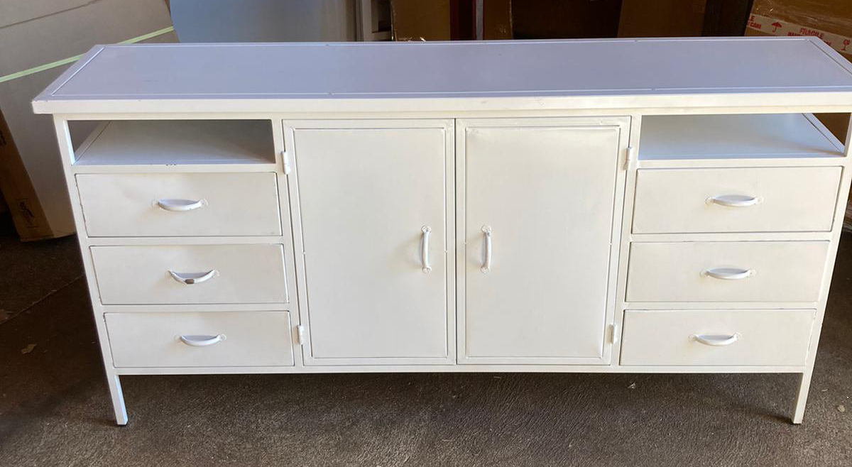 2. Wahl Industrie Sideboard Kuno 175 cm Metall weiß Kommode