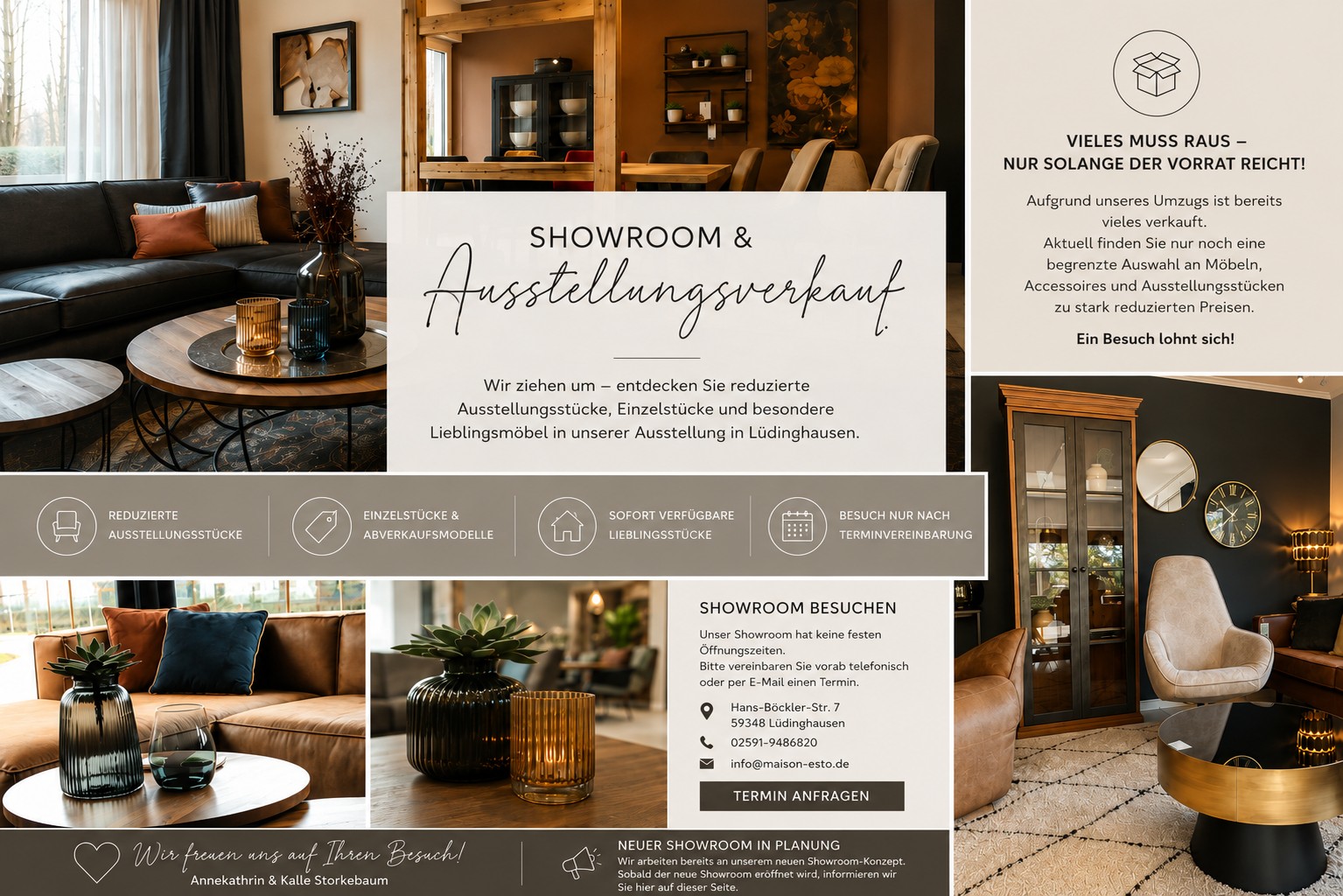 Maison ESTO Räumungsverkauf in Lüdinghausen mit reduzierten Möbeln und Ausstellungsstücken