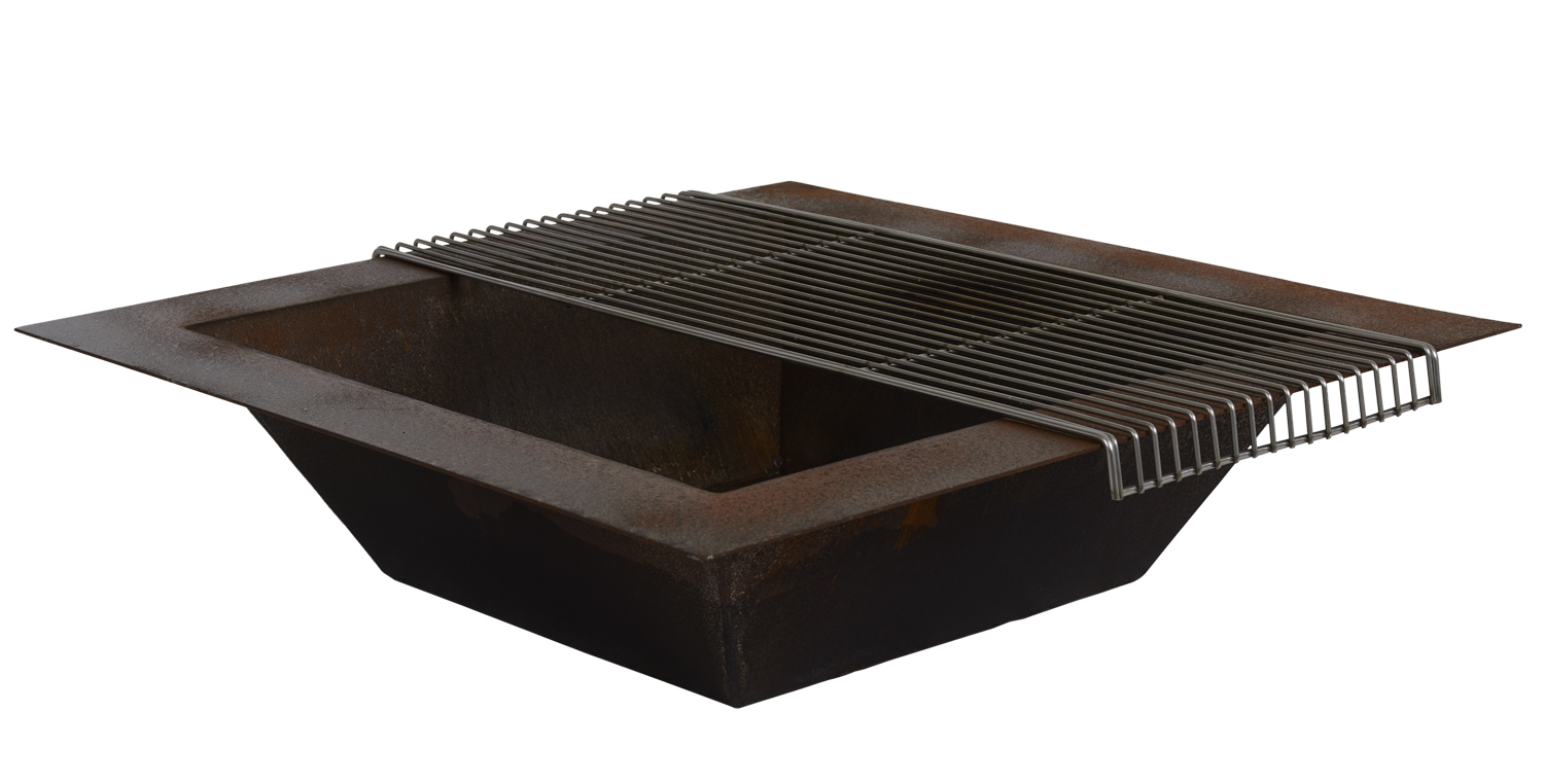 Feuerstelle Feuerschale mit Grilleinsatz Corten Stahl 80 x 80 cm